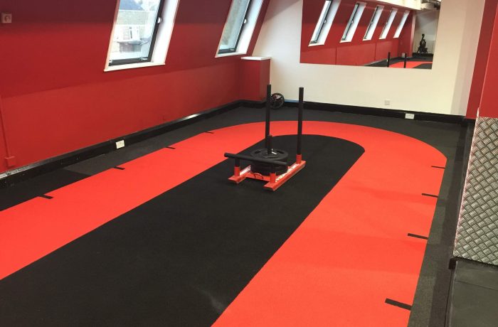 Sled training area at the end of the sprint track