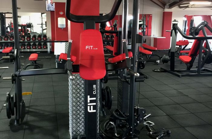 Assisted pull-up and dip station on the strength training floor