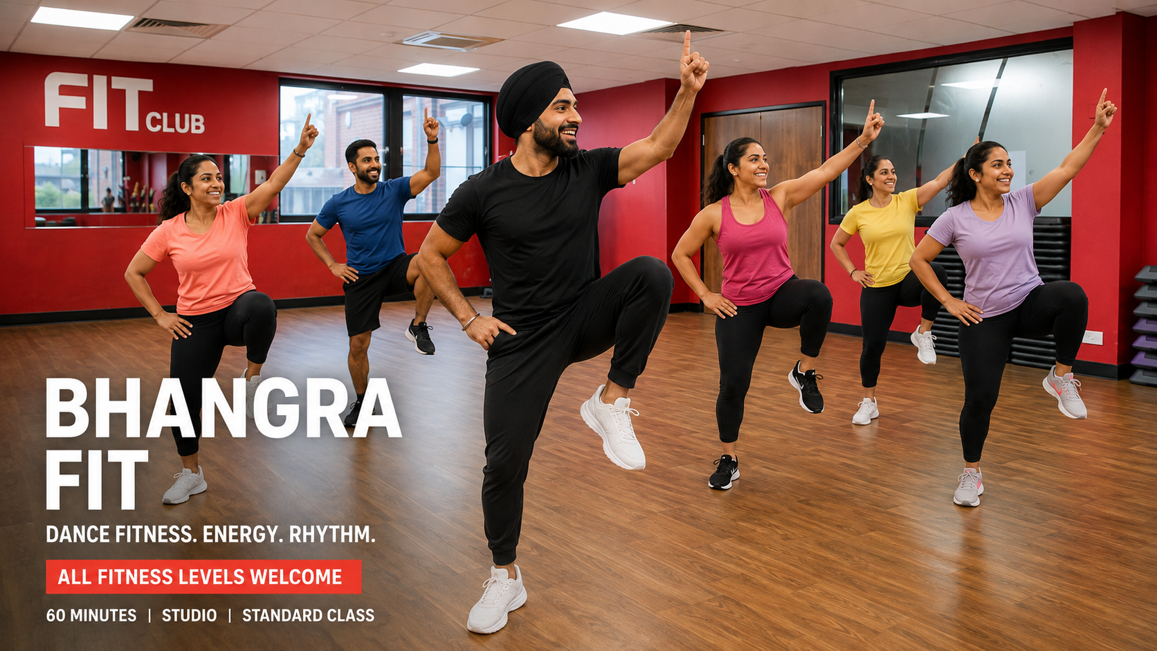 Members taking part in a Bhangra FIT dance fitness class at Fit Club Northwood Hills