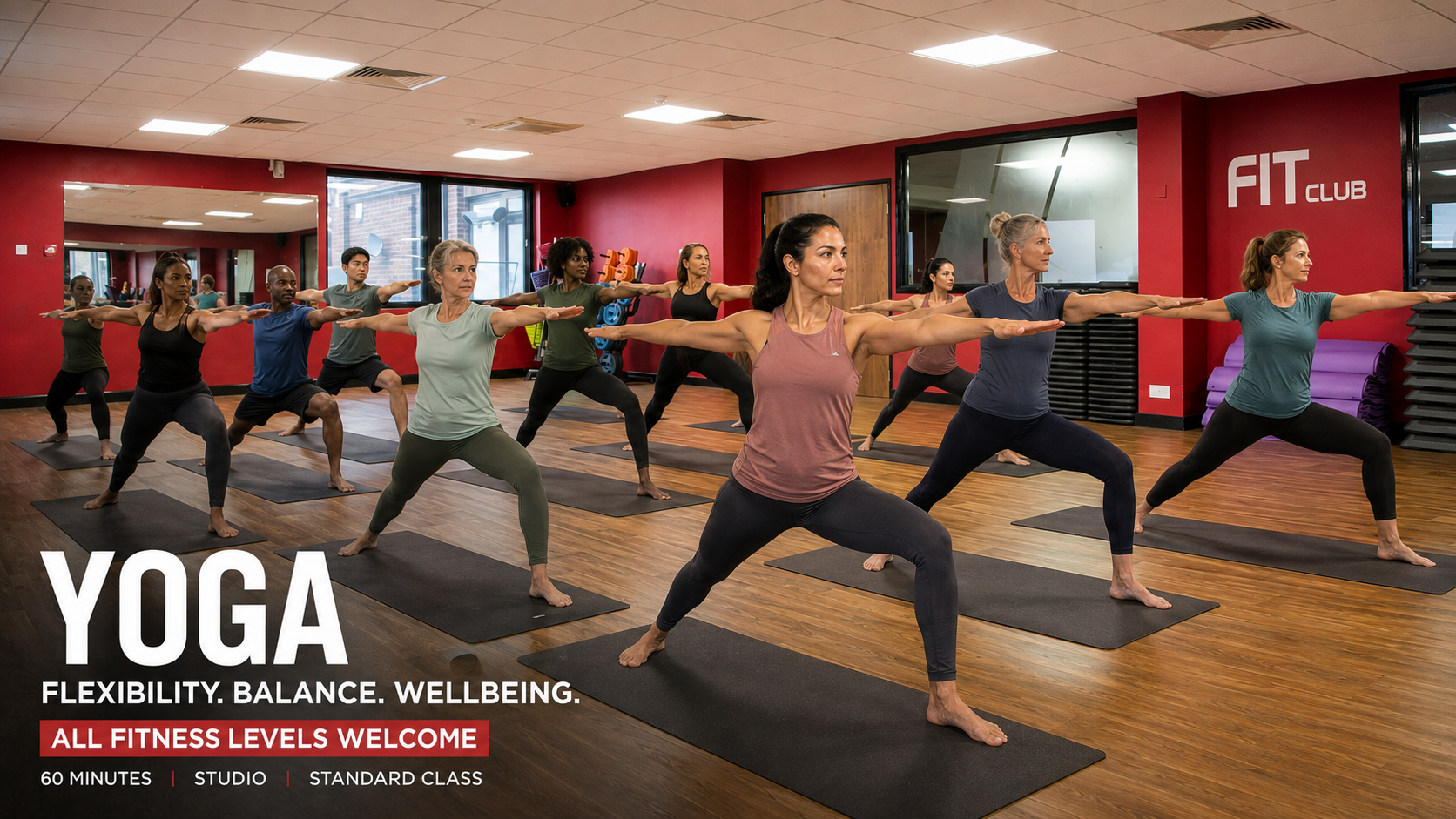 Members taking part in a Yoga class at Fit Club Northwood Hills